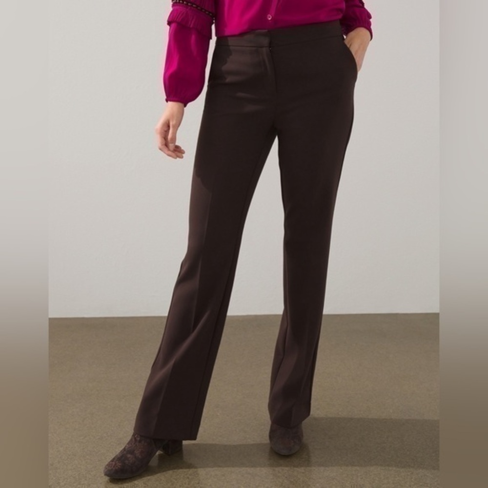Chico’s Flex Waist Modern Tailored Full Length Pant Basic Black Trousers size 12
